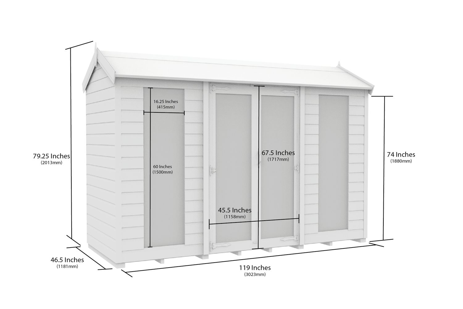 10 X 4 Apex Summer House Full Height Window-2