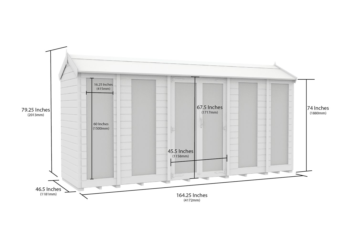 14 X 4 Apex Summer House Full Height Window-2