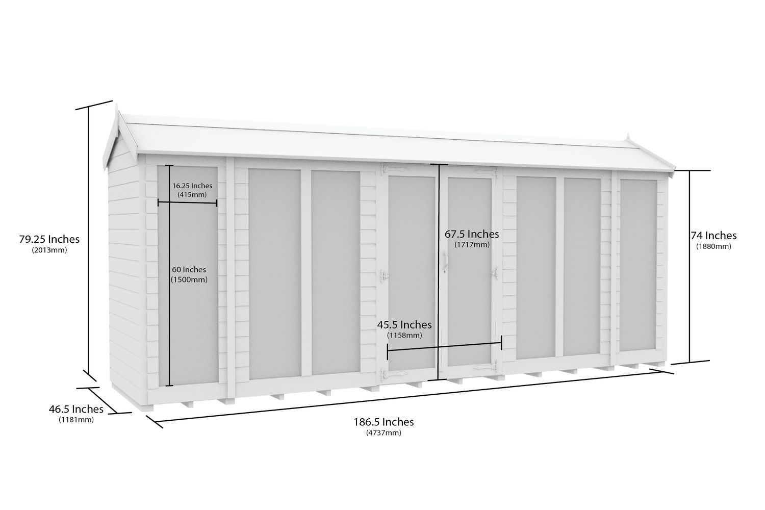 16 X 4 Apex Summer House Full Height Window-2