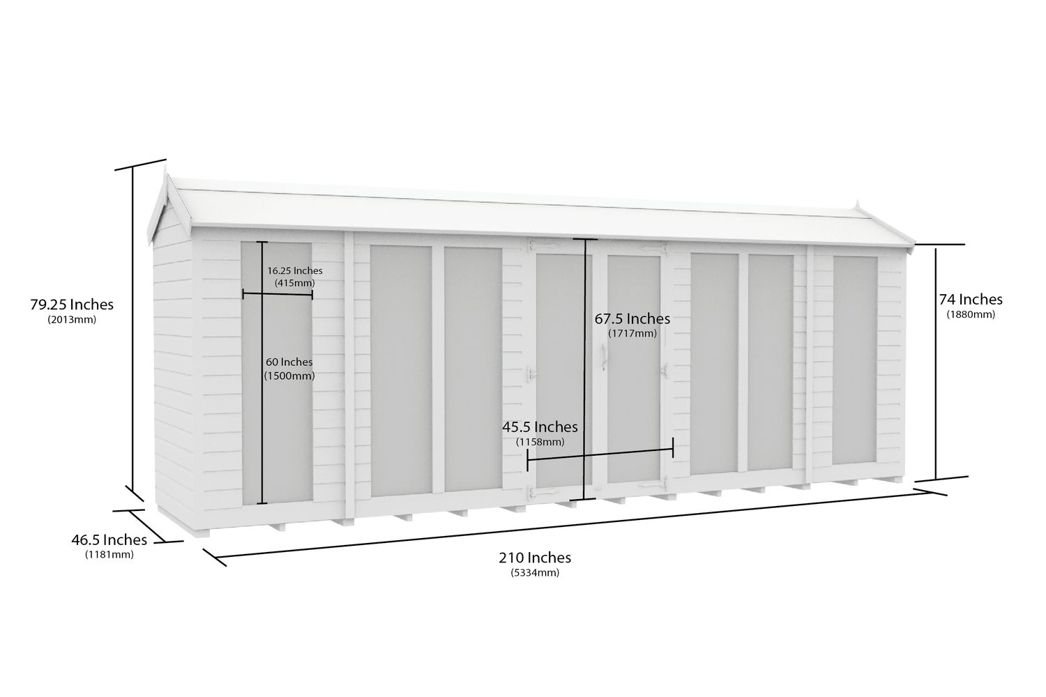 18 X 4 Apex Summer House Full Height Window-2