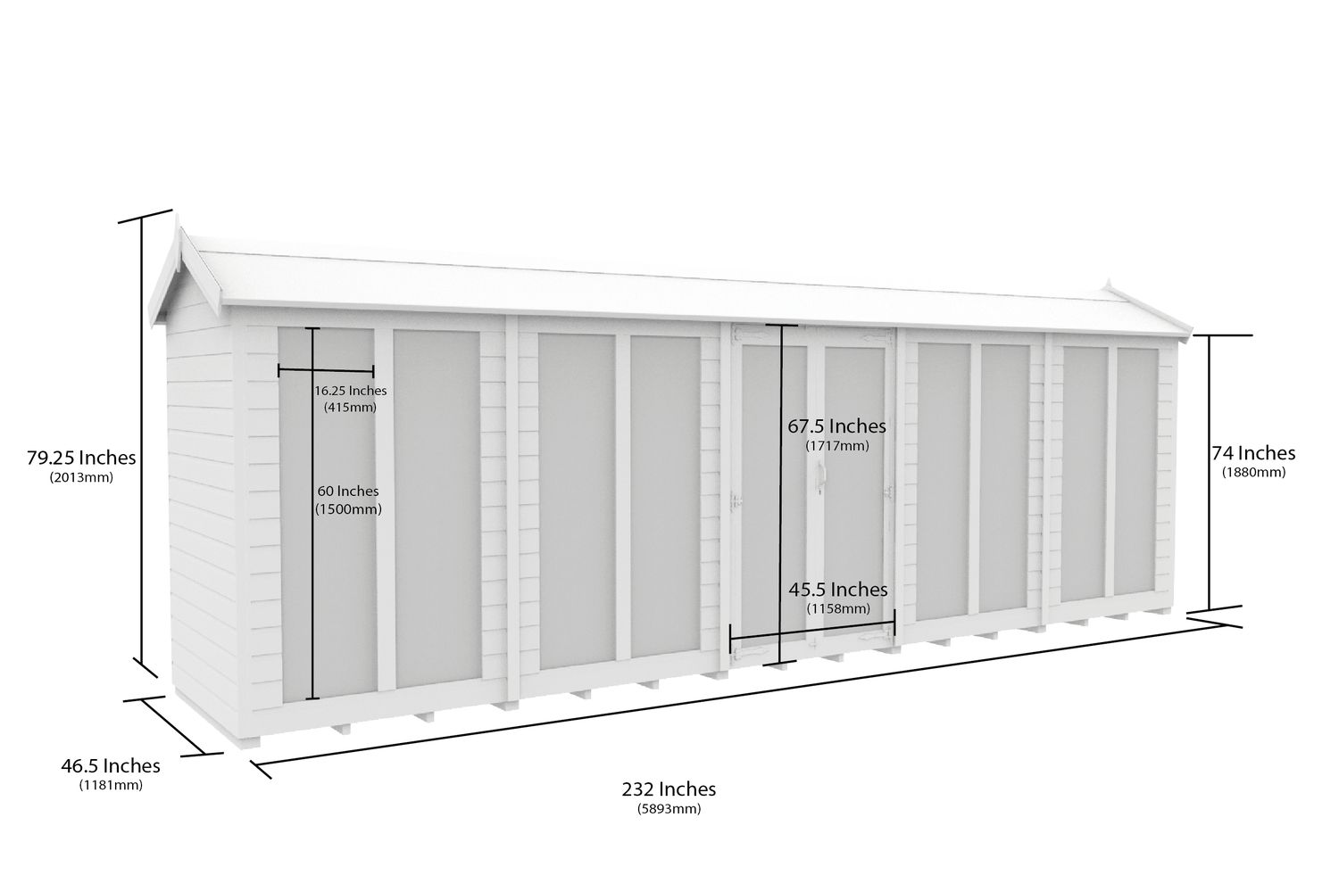 20 X 4 Apex Summer House Full Height Window-2