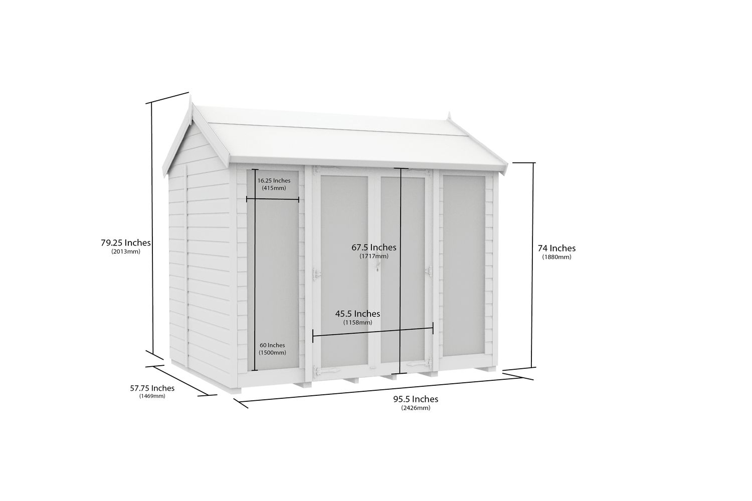 8 X 5 Apex Summer House Full Height Window-2