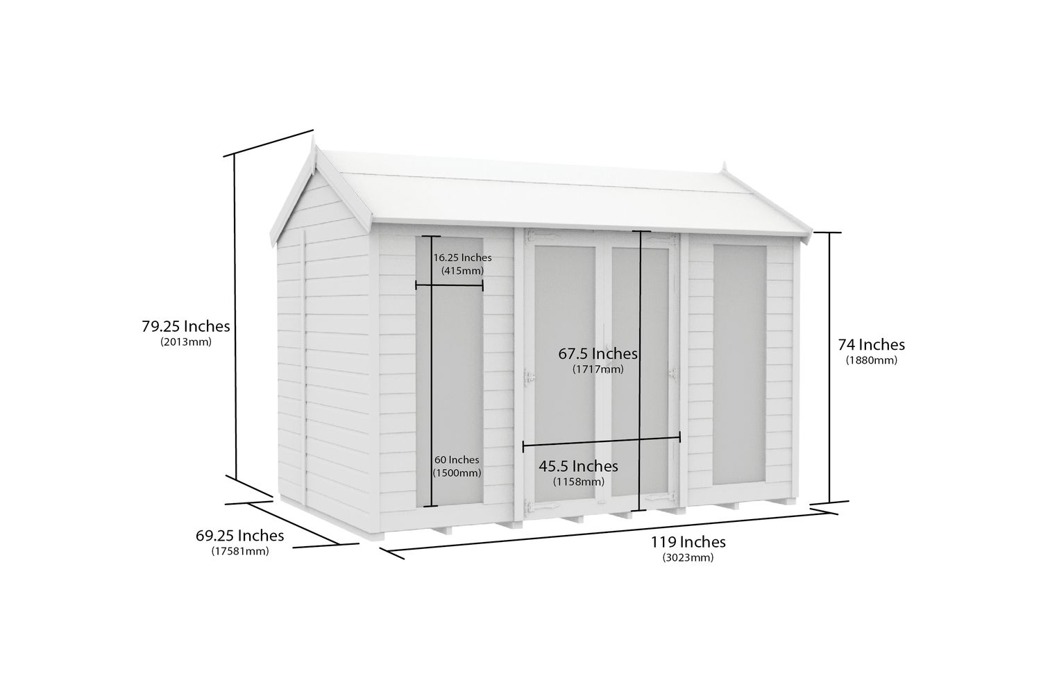 10 X 6 Apex Summer House Full Height Window-2