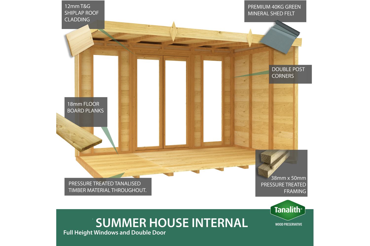 14 X 6 Apex Summer House Full Height Window-6