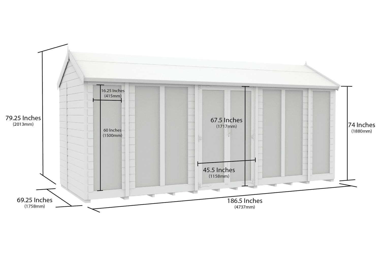 16 X 6 Apex Summer House Full Height Window-2
