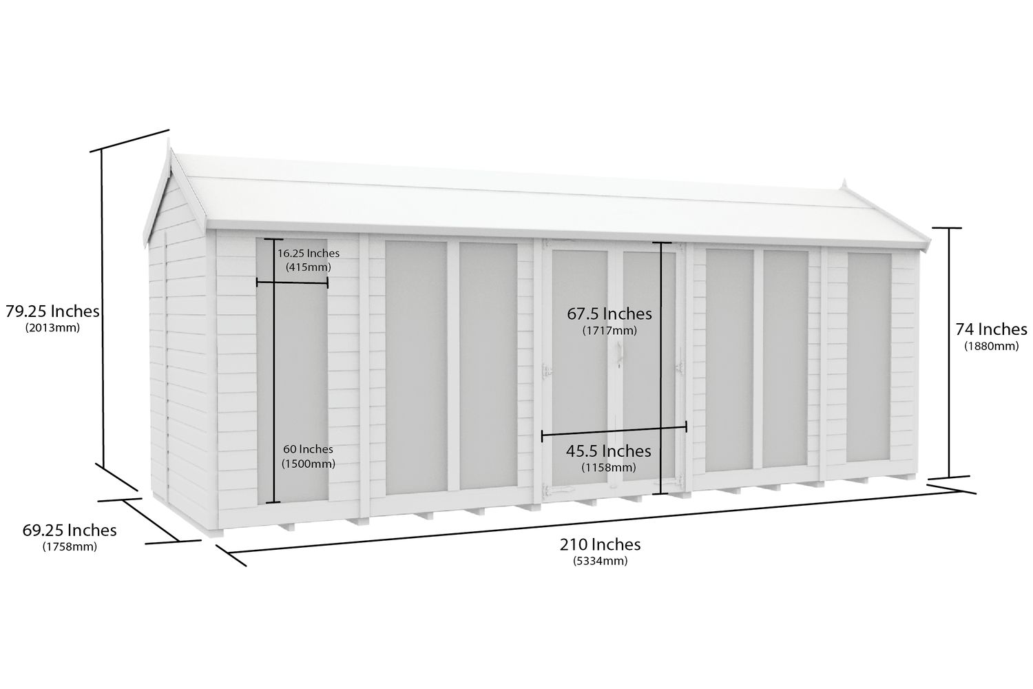 18 X 6 Apex Summer House Full Height Window-2