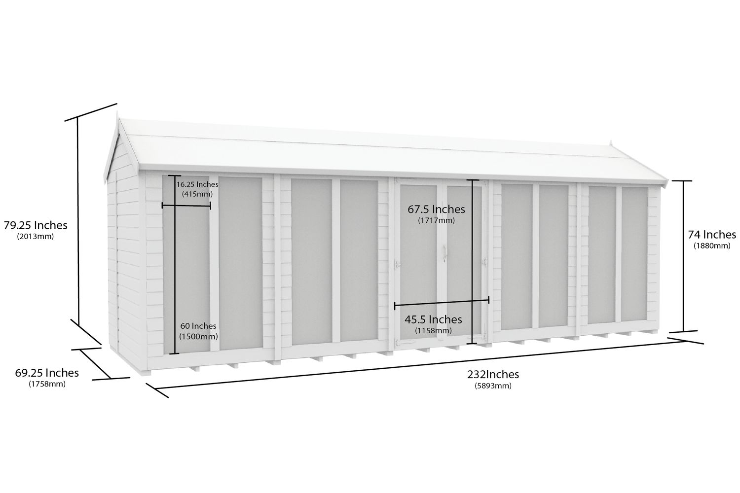 20 X 6 Apex Summer House Full Height Window-2