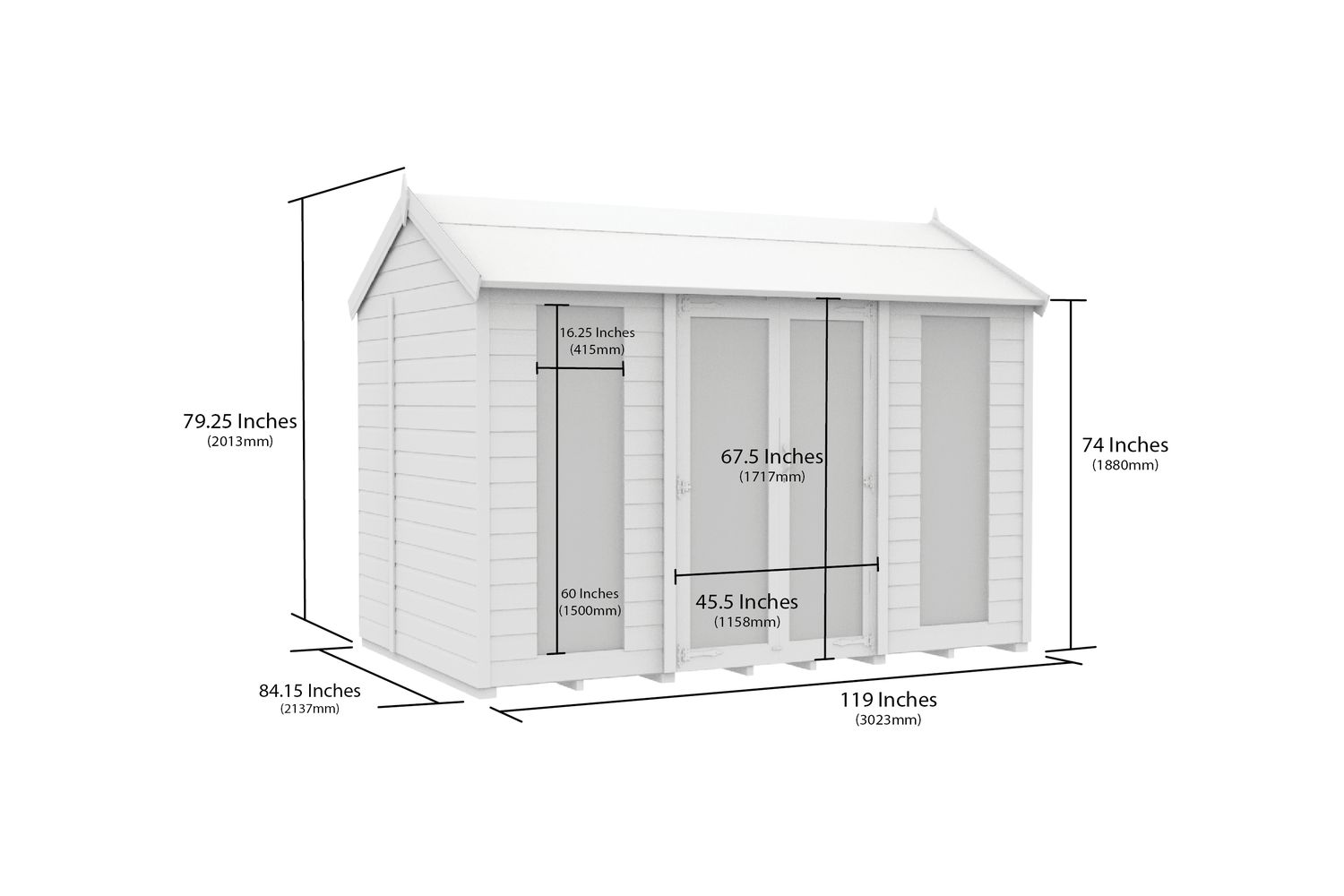 10 X 7 Apex Summer House Full Height Window-2