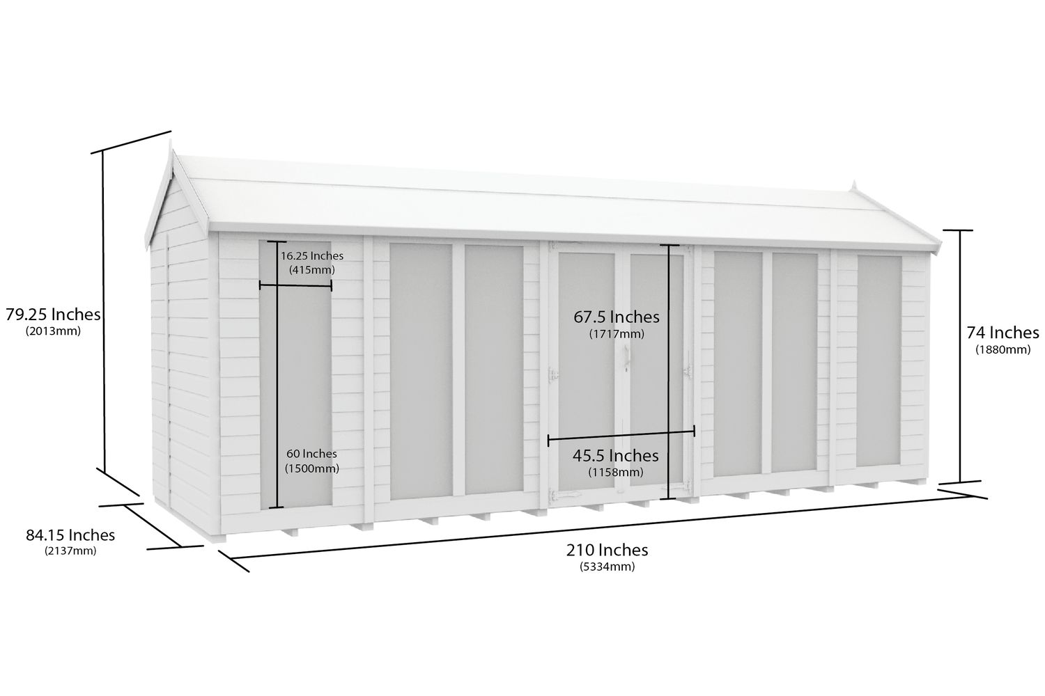 18 X 7 Apex Summer House Full Height Window-2