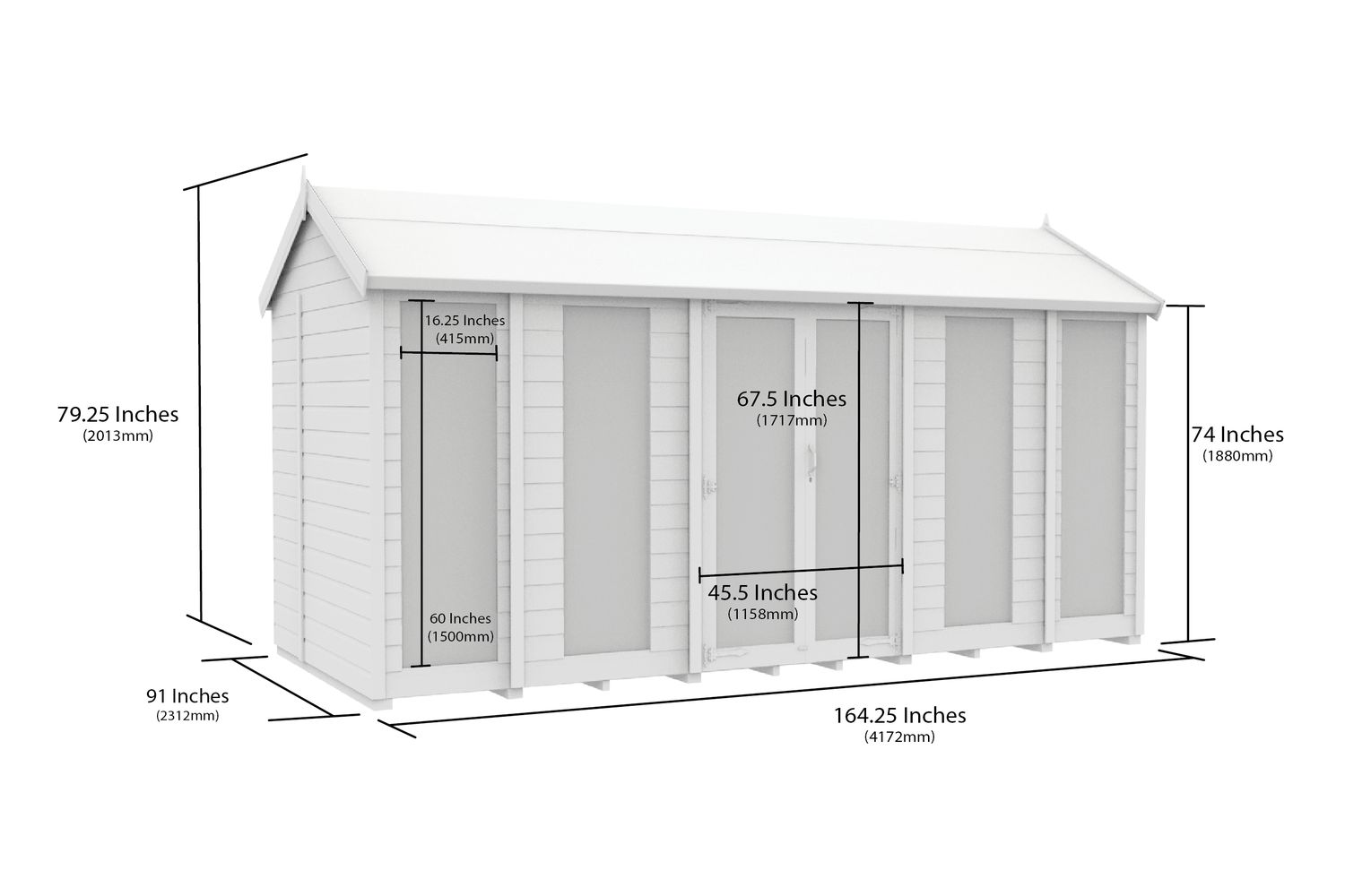 14 X 8 Apex Summer House Full Height Window-2