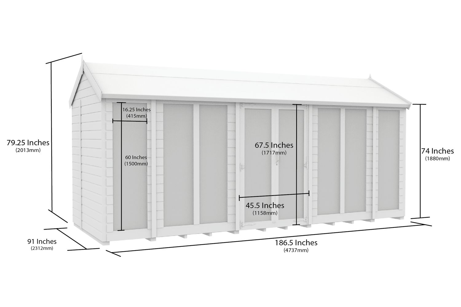 16 X 8 Apex Summer House Full Height Window-2