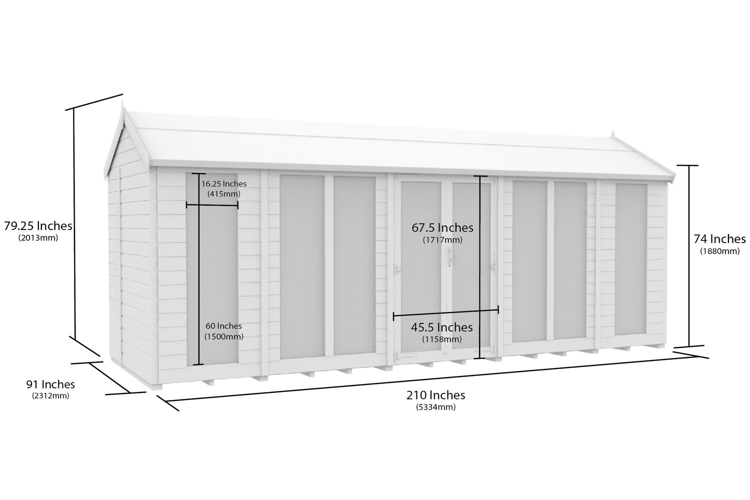 18 X 8 Apex Summer House Full Height Window-2