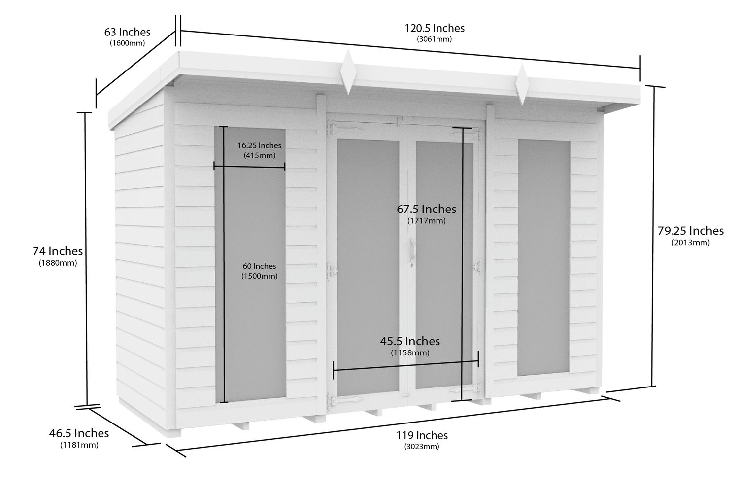 10 X 4 Pent Summer House Full Height Window-2