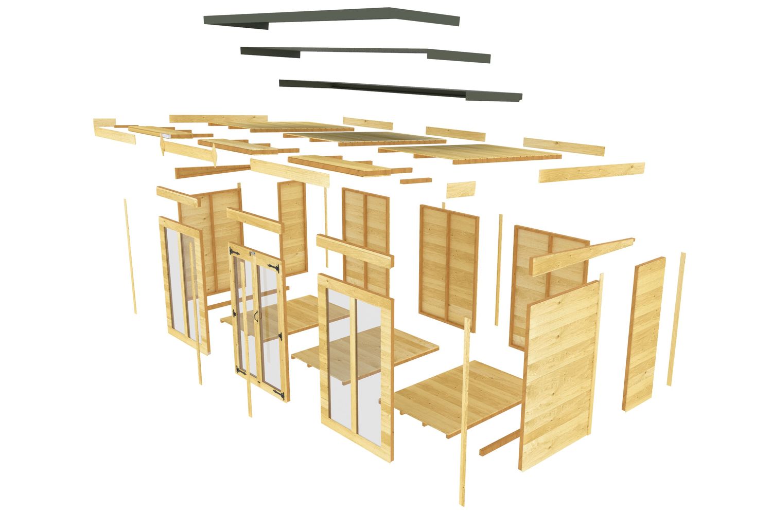 16 X 4 Pent Summer House Full Height Window-7
