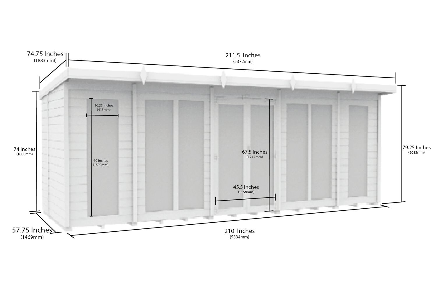 18 X 5 Pent Summer House Full Height Window-2