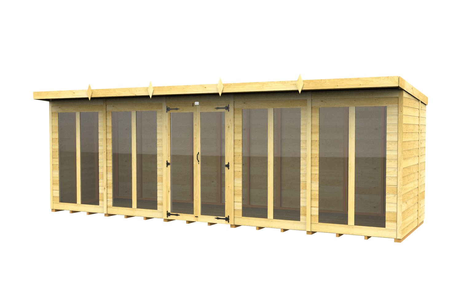 20 X 5 Pent Summer House Full Height Window
