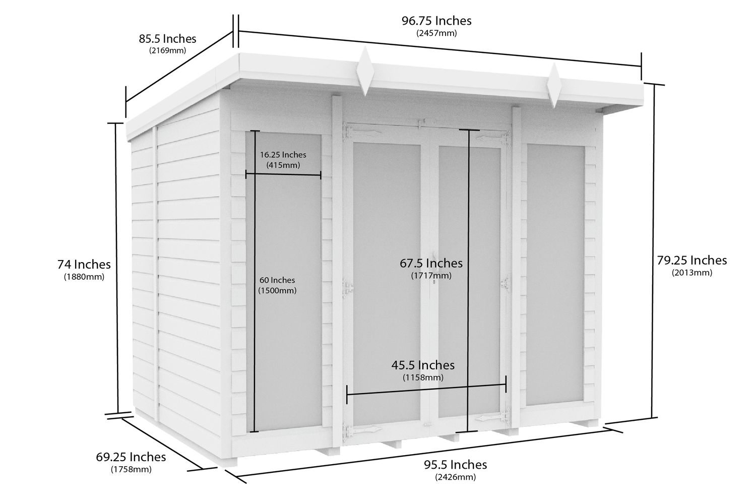 8 X 6 Pent Summer House Full Height Window-2