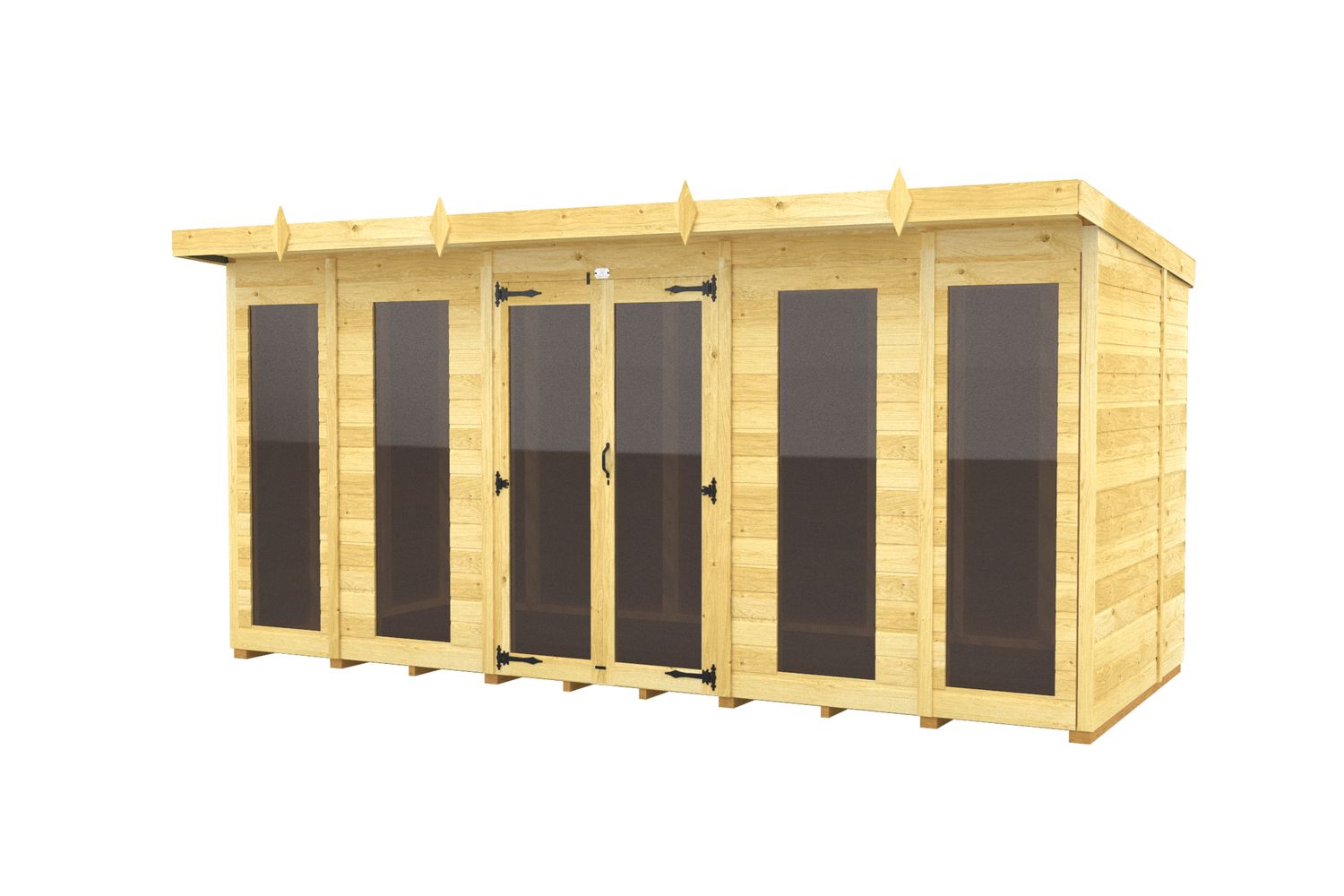 14 X 6 Pent Summer House Full Height Window