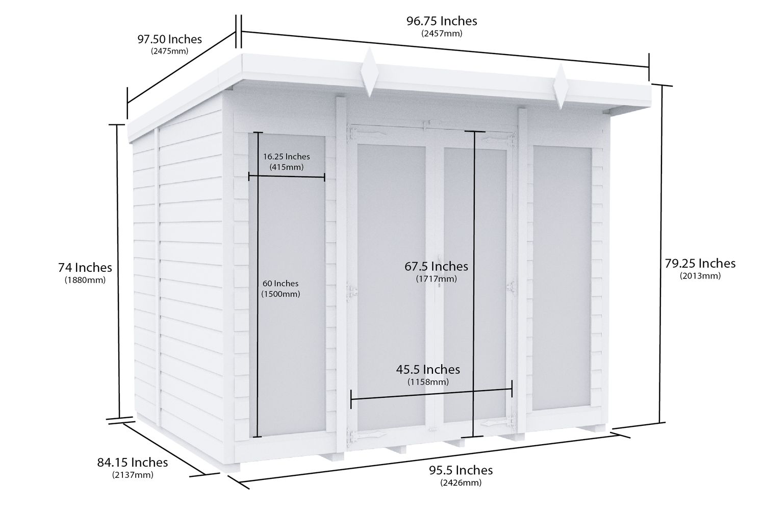 8 X 7 Pent Summer House Full Height Window-2