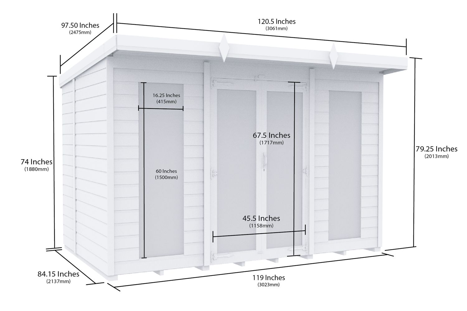 10 X 7 Pent Summer House Full Height Window-2