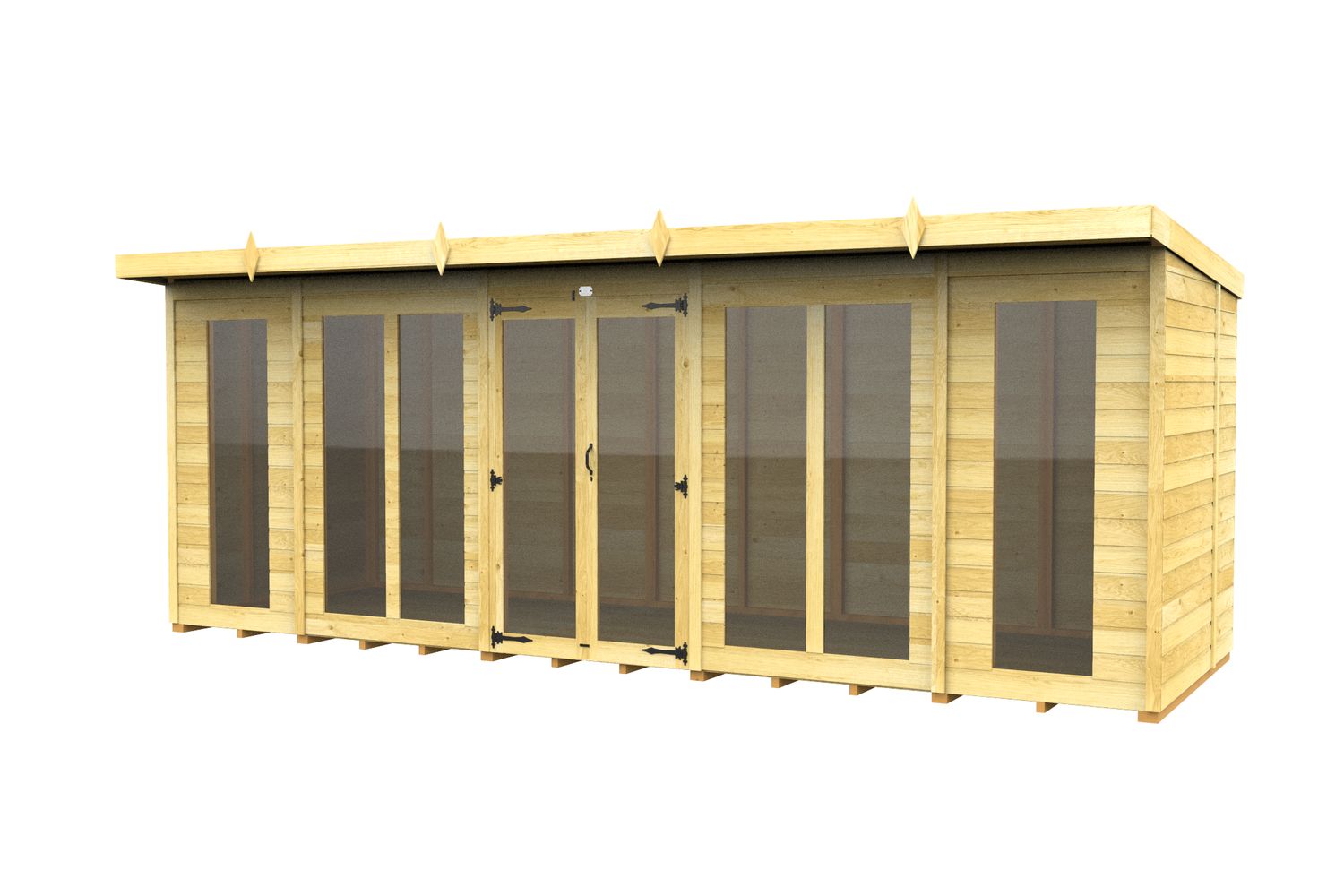 18 X 7 Pent Summer House Full Height Window