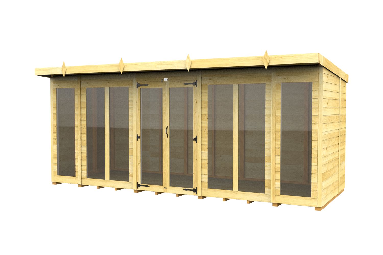 16 X 8 Pent Summer House Full Height Window