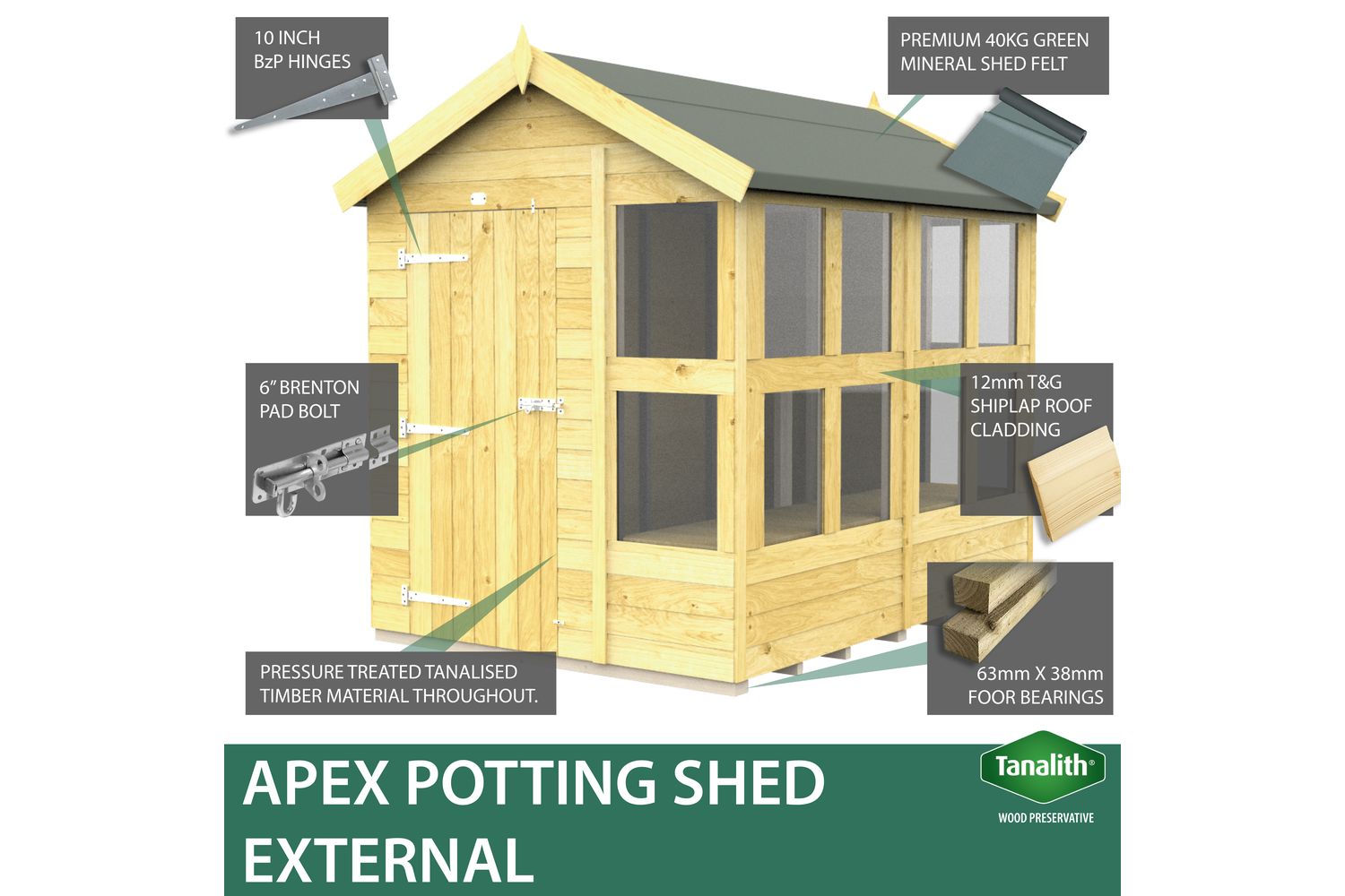 6 X 14 Apex Potting Shed-5