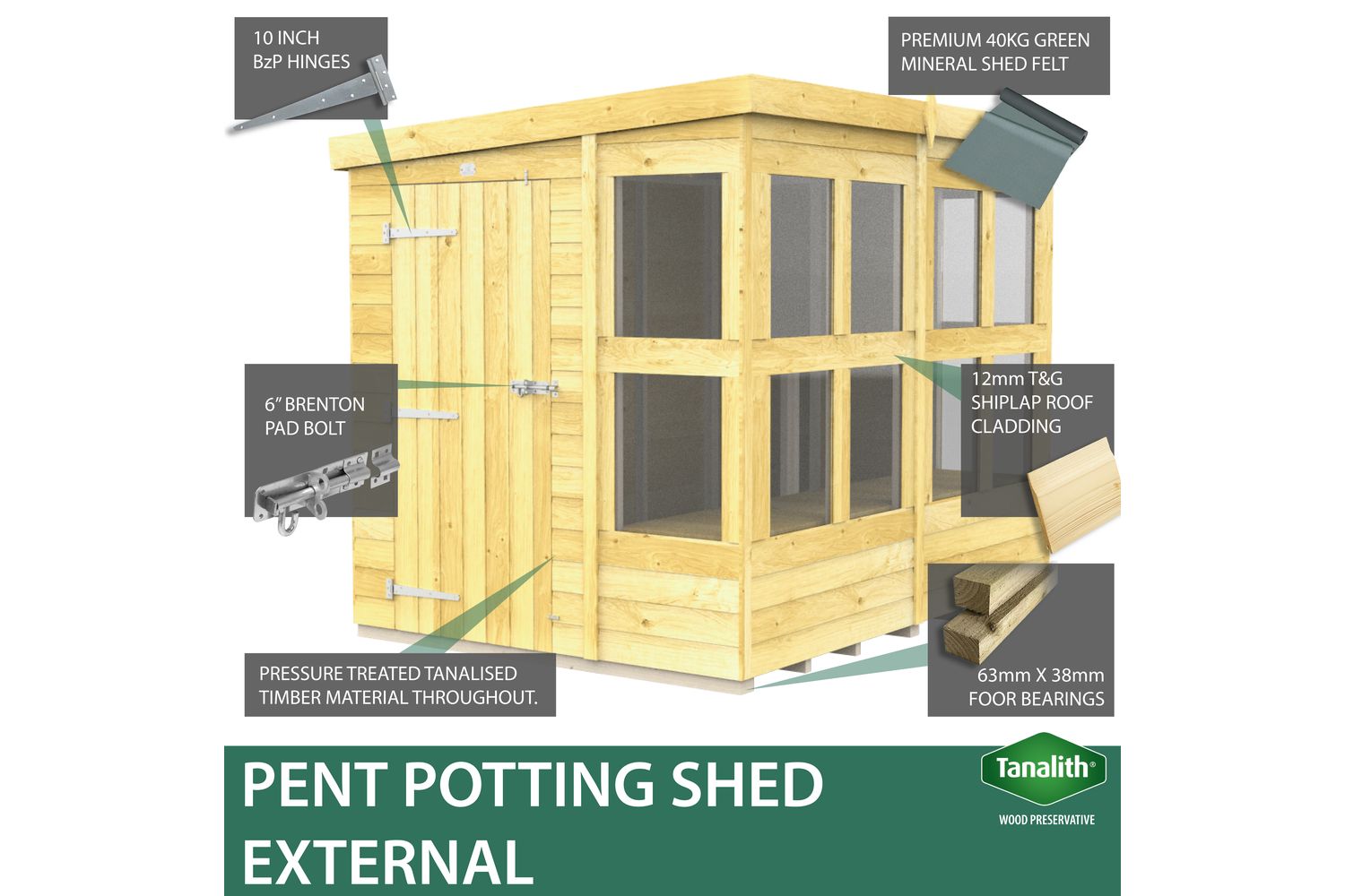12 X 6 Pent Potting Shed-5