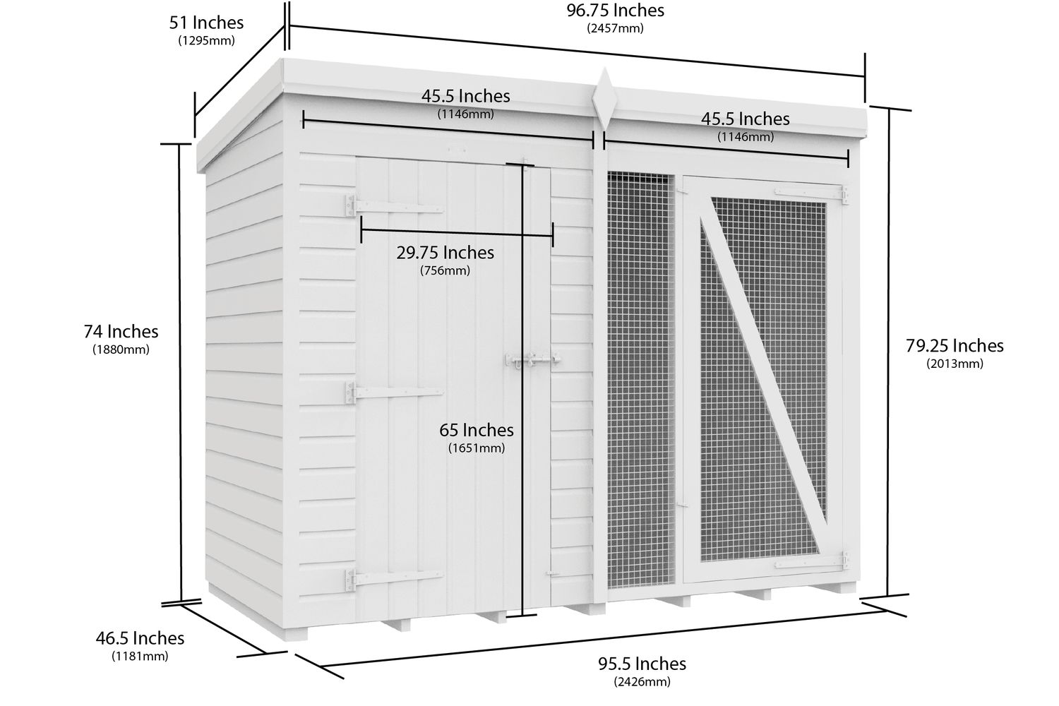 8 X 4 Dog Kennel And Run Full Height-2