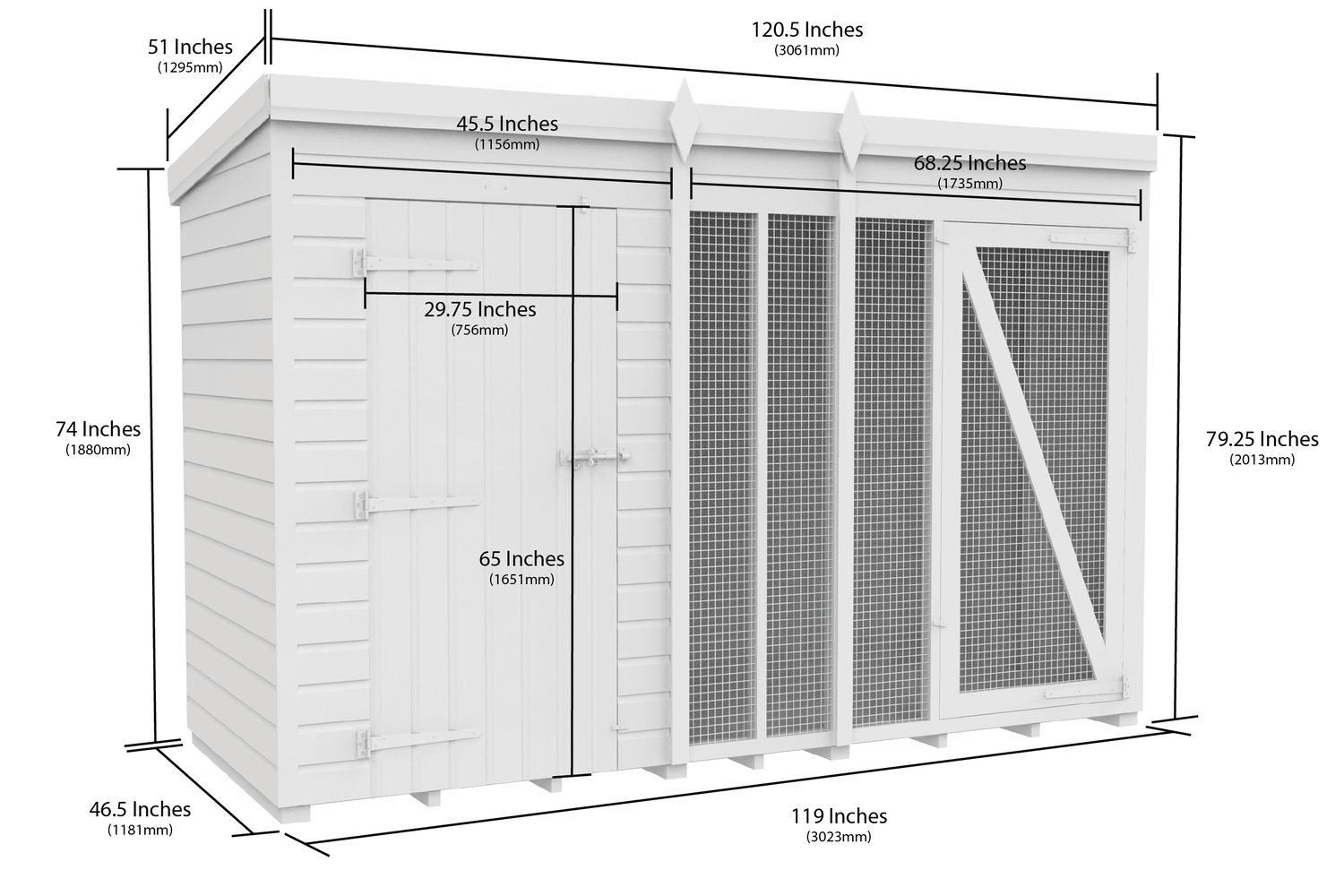 10 X 4 Dog Kennel And Run Full Height-2