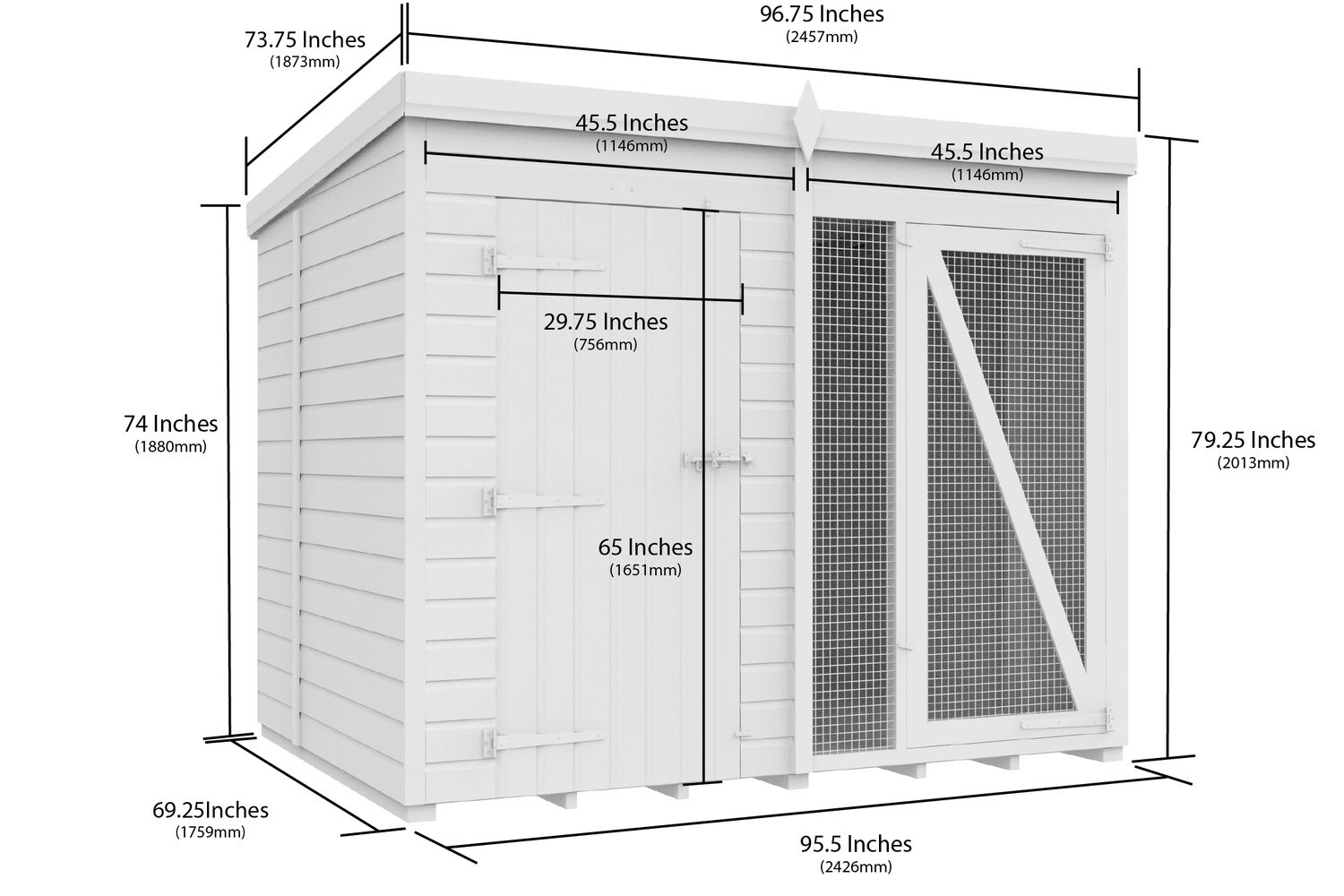 8 X 6 Dog Kennel And Run Full Height-2