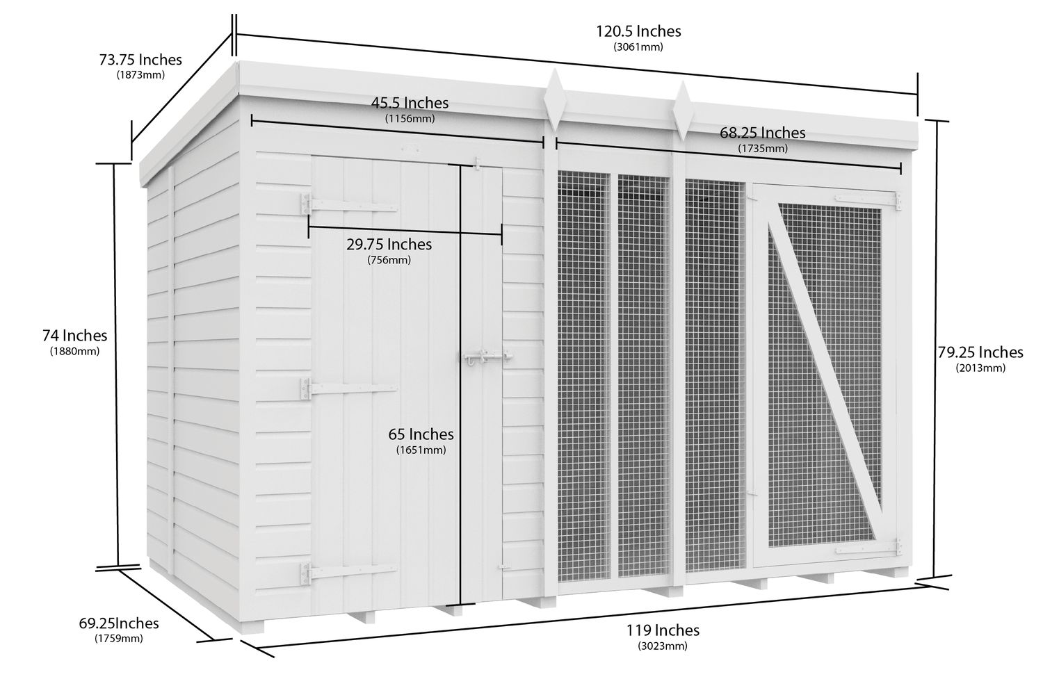 10 X 6 Dog Kennel And Run Full Height-2