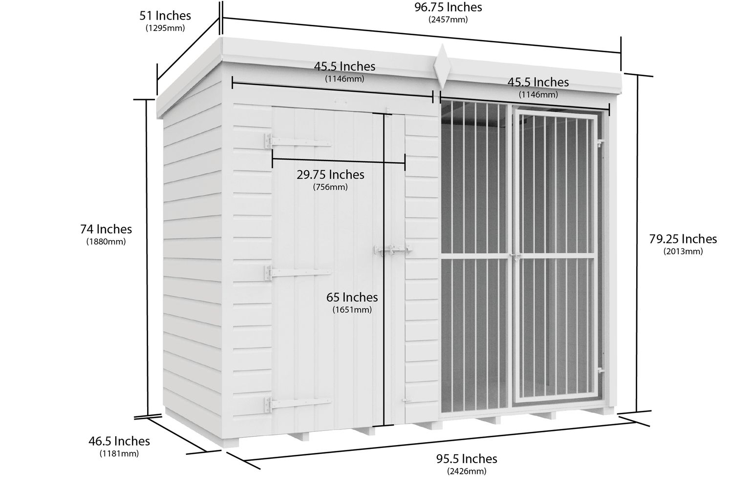 8 X 4 Dog Kennel And Run Full Height With Bars-2