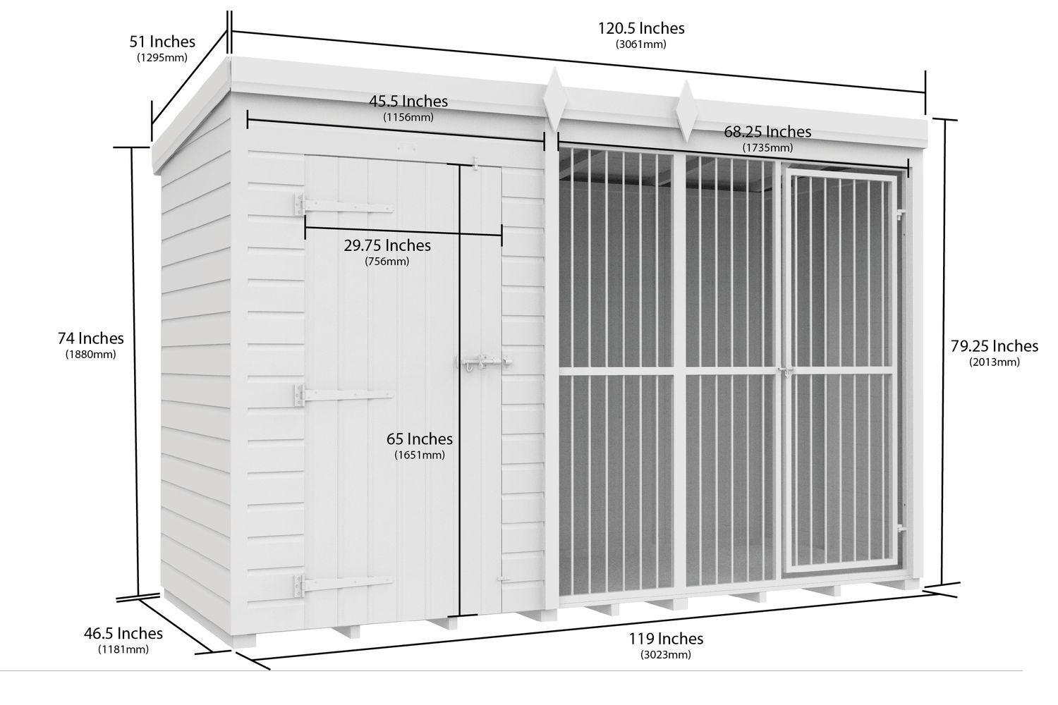 10 X 4 Dog Kennel And Run Full Height With Bars-2