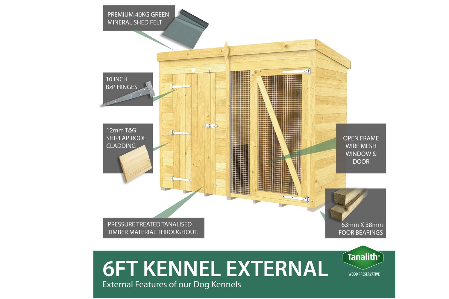 12 X 4 Dog Kennel And Run Full Height With Bars-4