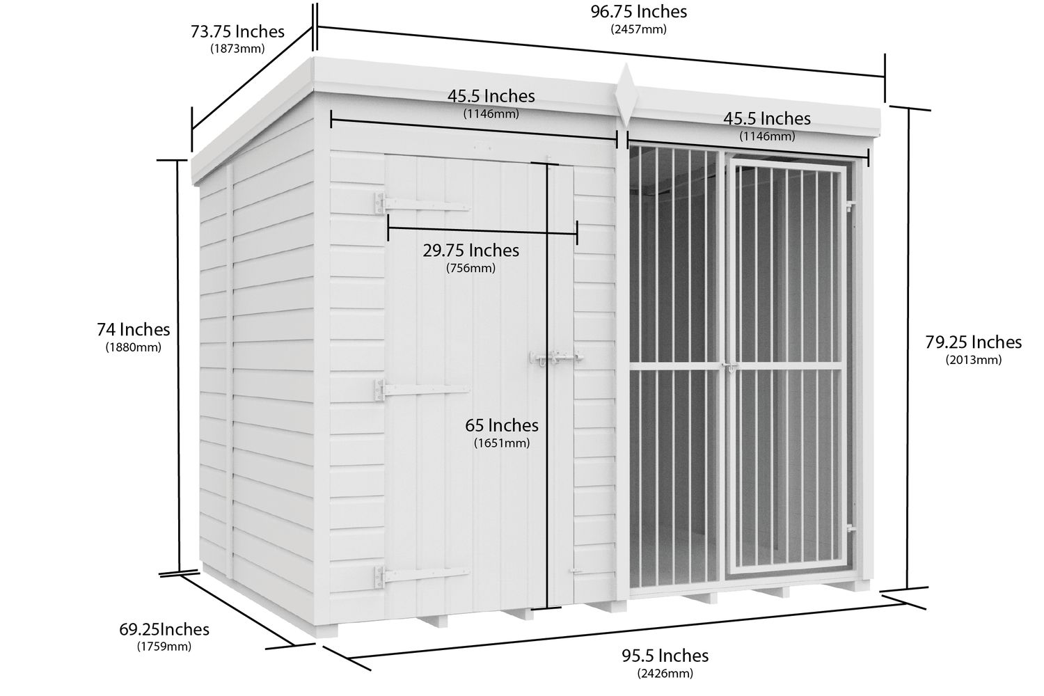 8 X 6 Dog Kennel And Run Full Height With Bars-2