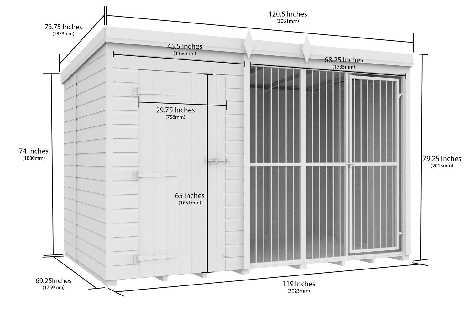 10 X 6 Dog Kennel And Run Full Height With Bars-2