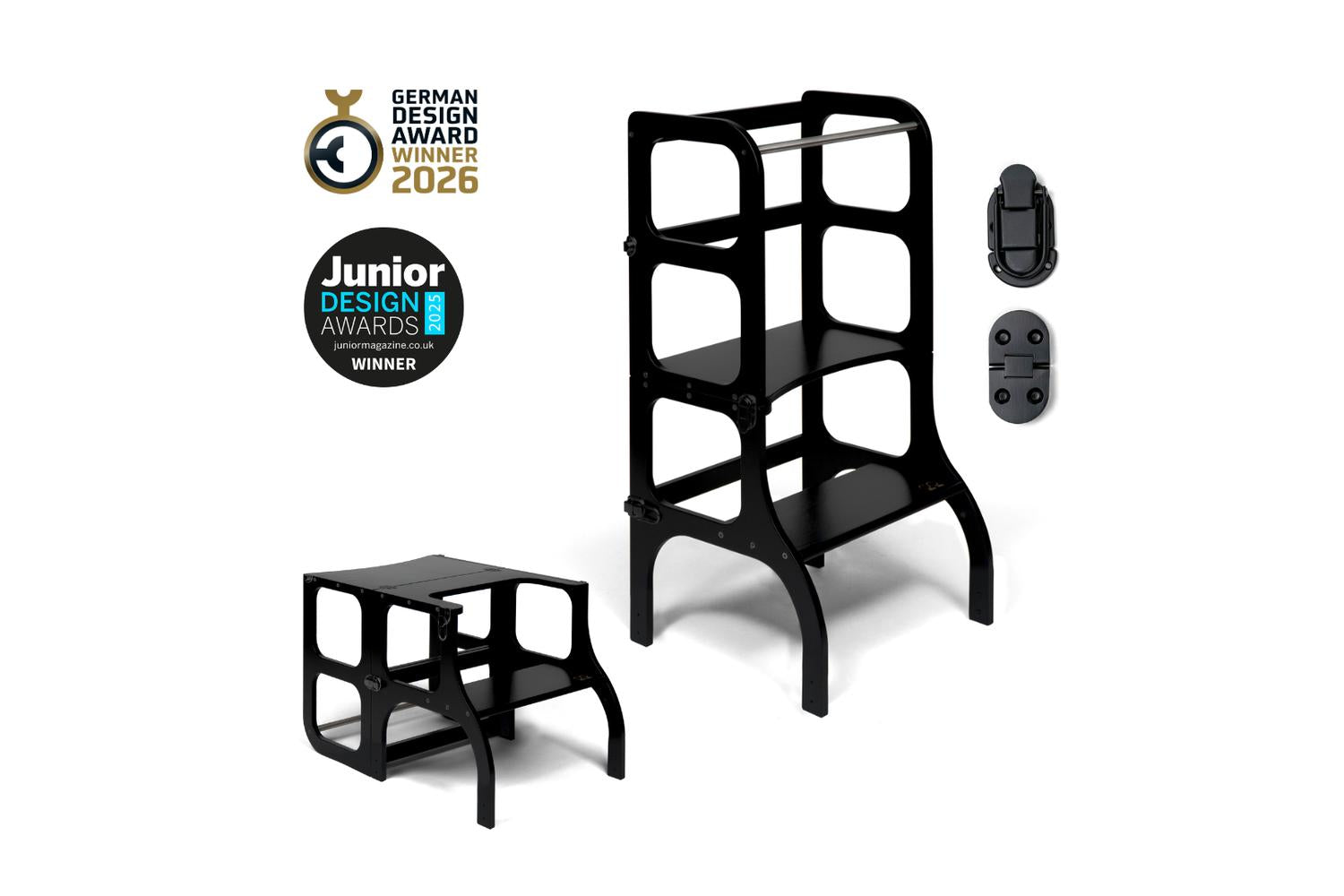 Ette Tete Helper Tower Table Stepnsit Black Black Clasps Extra Support | Helper Tower | Baltic Birch Plywood | Adjustable