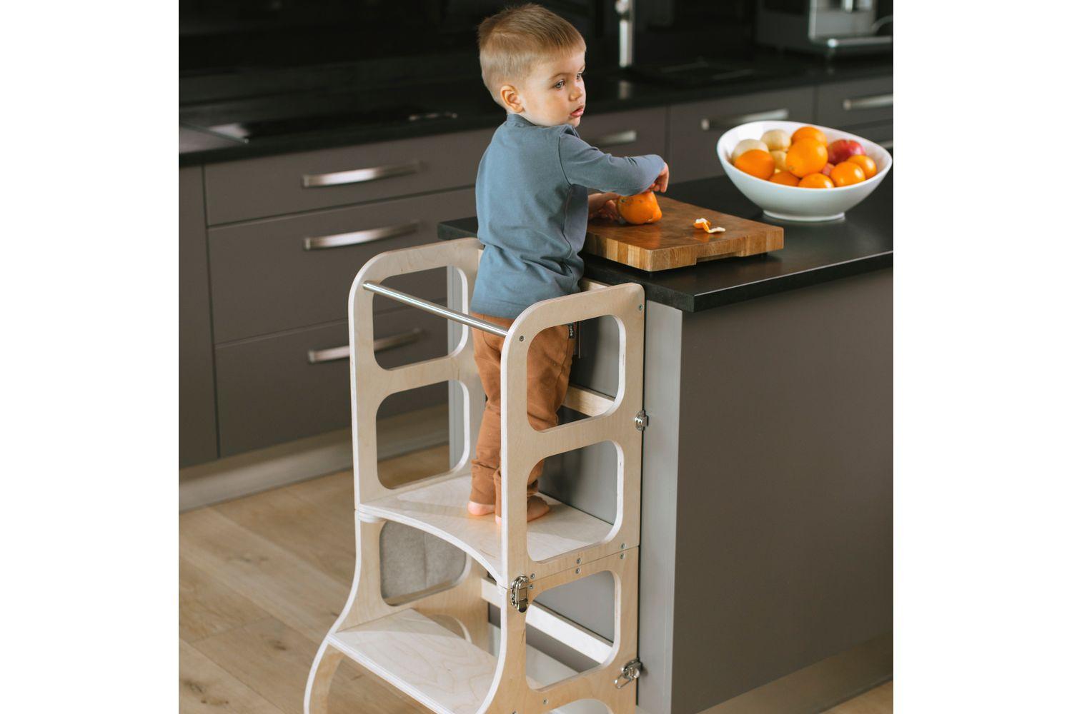 Ette Tete Helper Tower Table Stepnsit Black Black Clasps Extra Support | Helper Tower | Baltic Birch Plywood | Adjustable-10