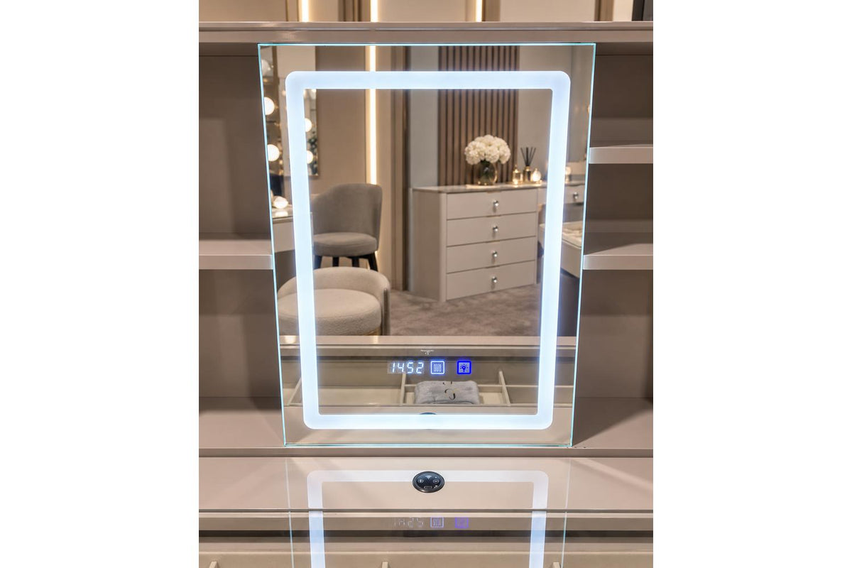 Glamour Elevate Station 1.2m Beige Flat | Vanity Table | Solid Wood & Tempered Glass-6