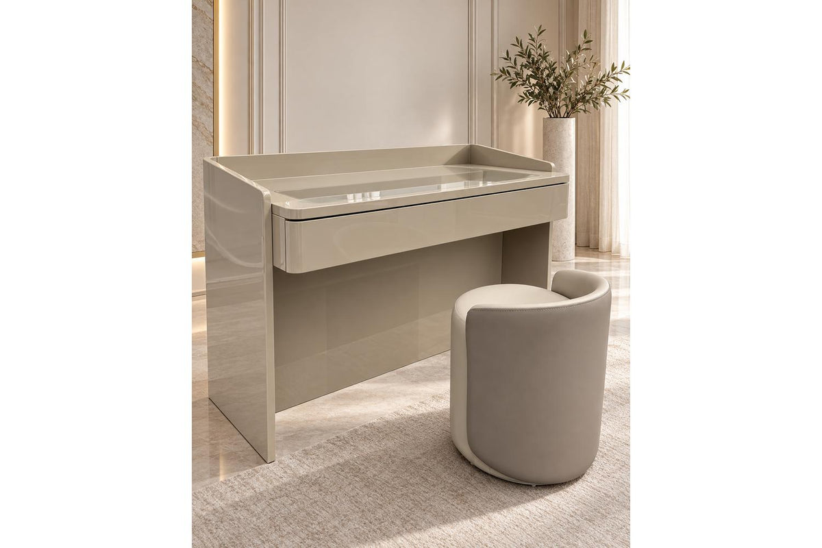 Glamour Elevate Station 1.2m Beige Flat | Vanity Table | Solid Wood & Tempered Glass-7