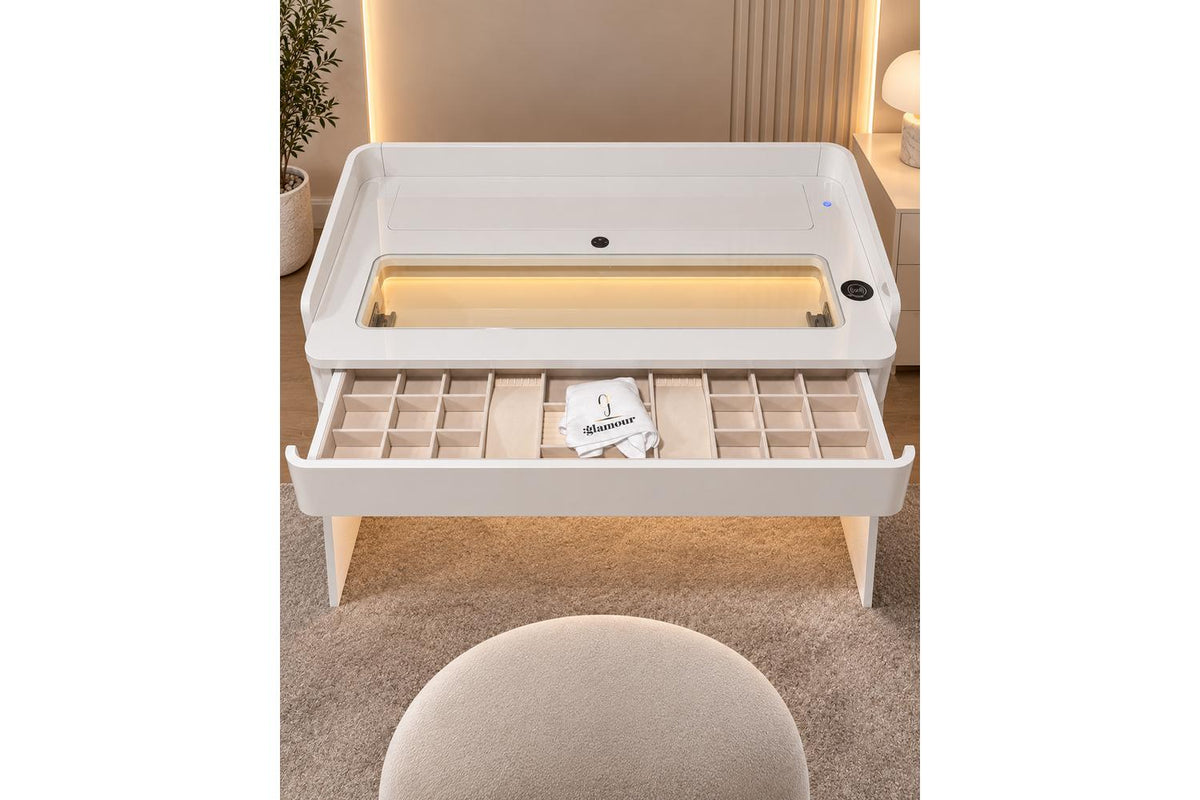 Glamour Elevate Station 1.2m White Curve | Vanity Table | Solid Wood & Ceramic-6