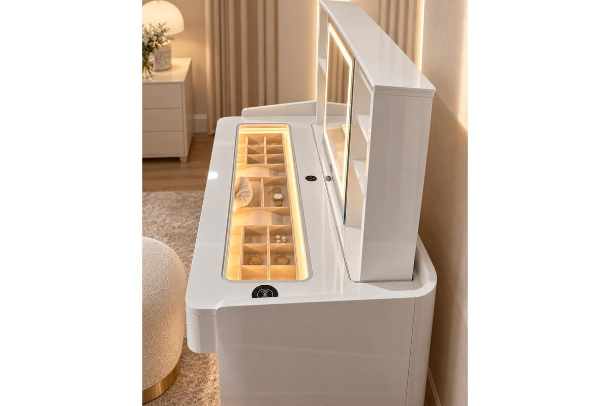 Glamour Elevate Station 1.2m White Curve | Vanity Table | Solid Wood & Ceramic-7