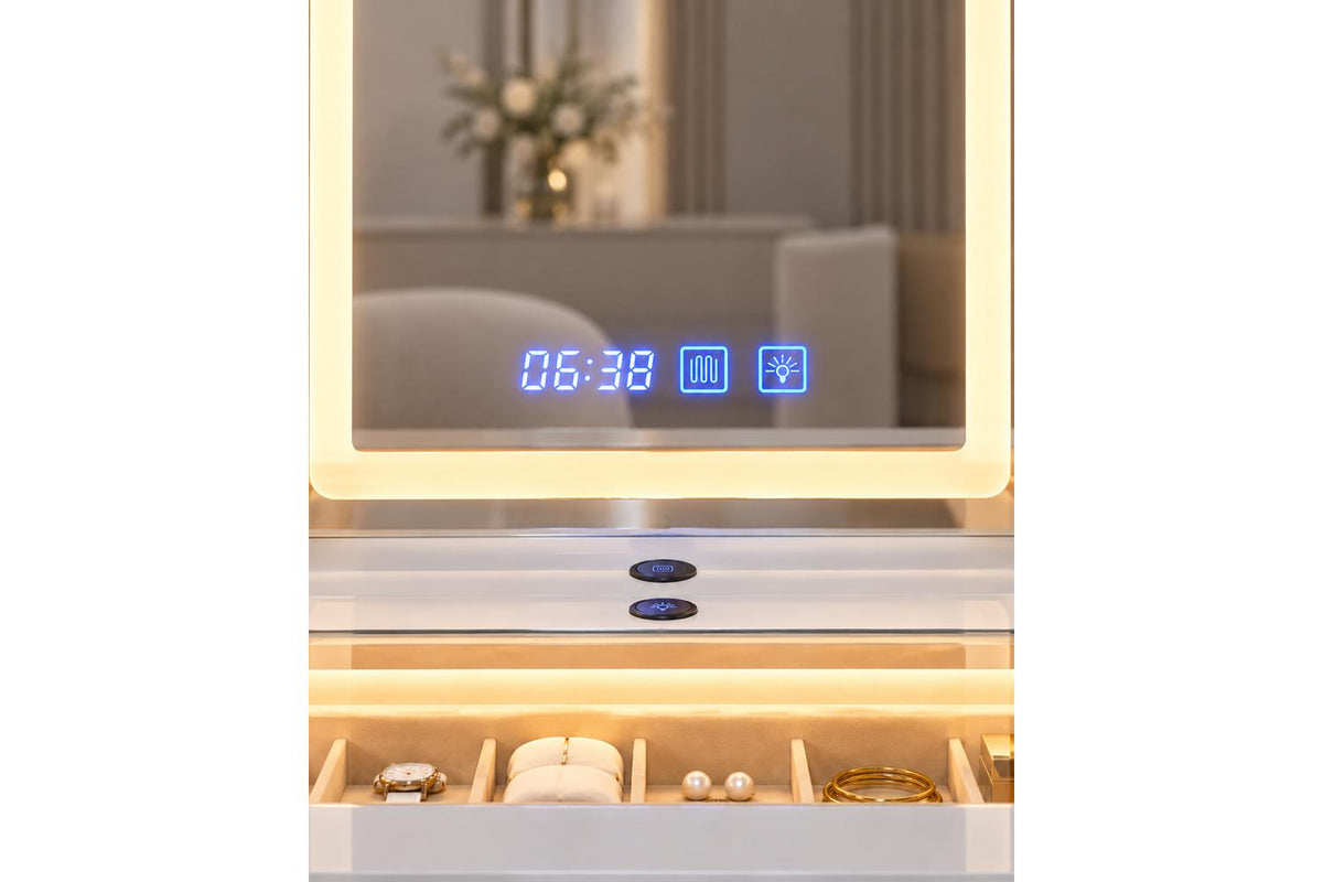 Glamour Elevate Station 1.2m White Curve | Vanity Table | Solid Wood & Ceramic-9