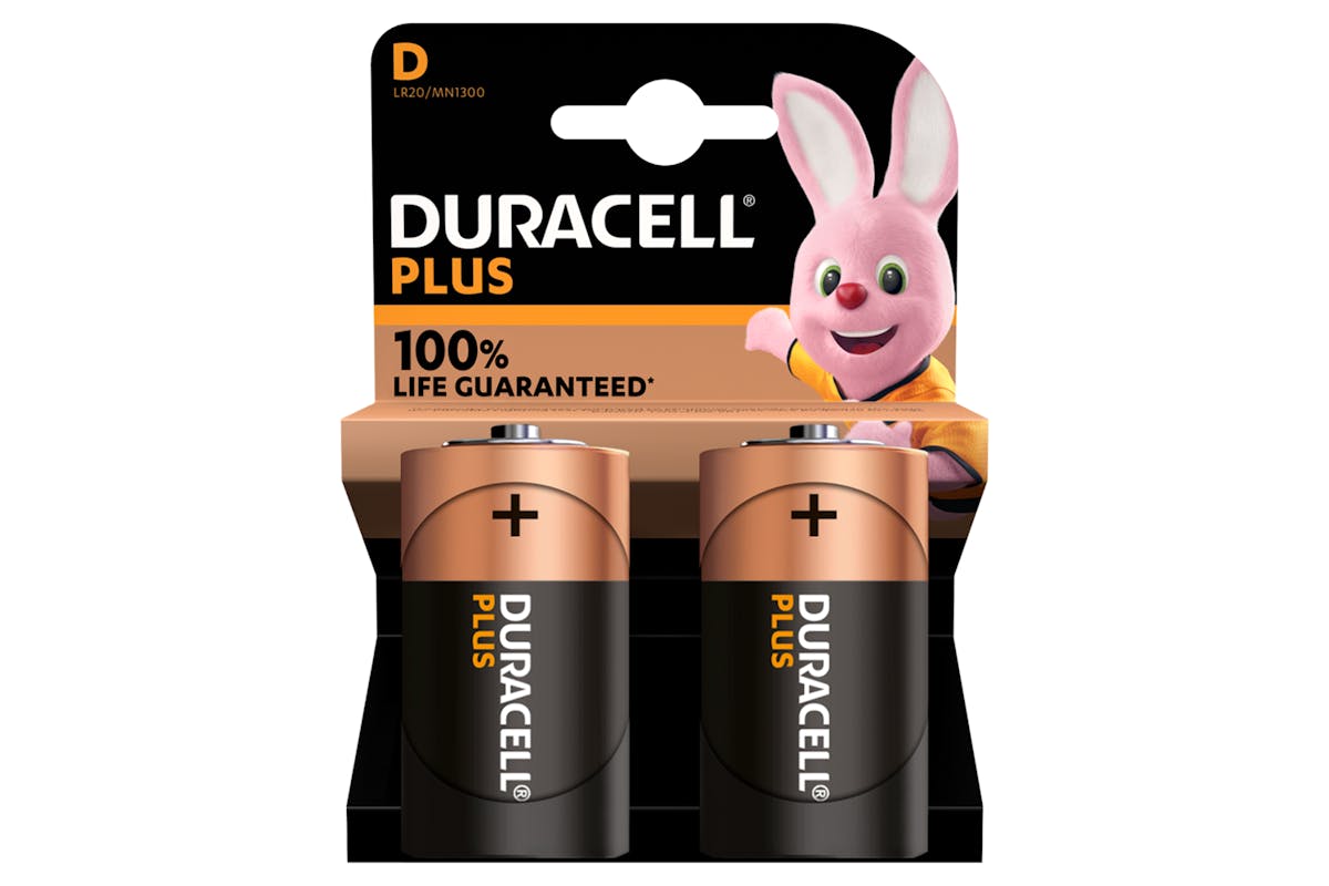 Duracell Plus D Alkaline Batteries | 2 Pack
