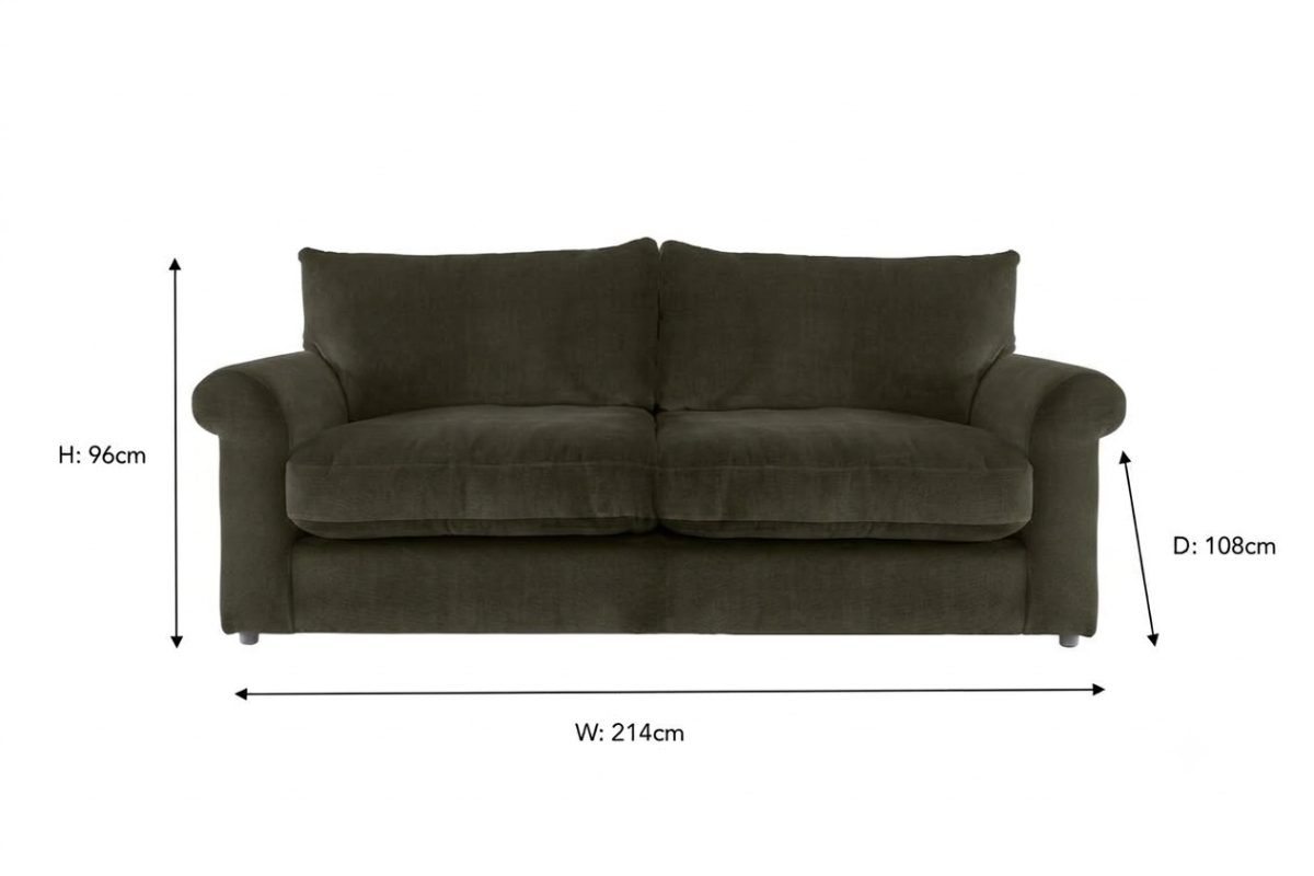 Corah 3 Seater Sofa | Fabric | Green-2