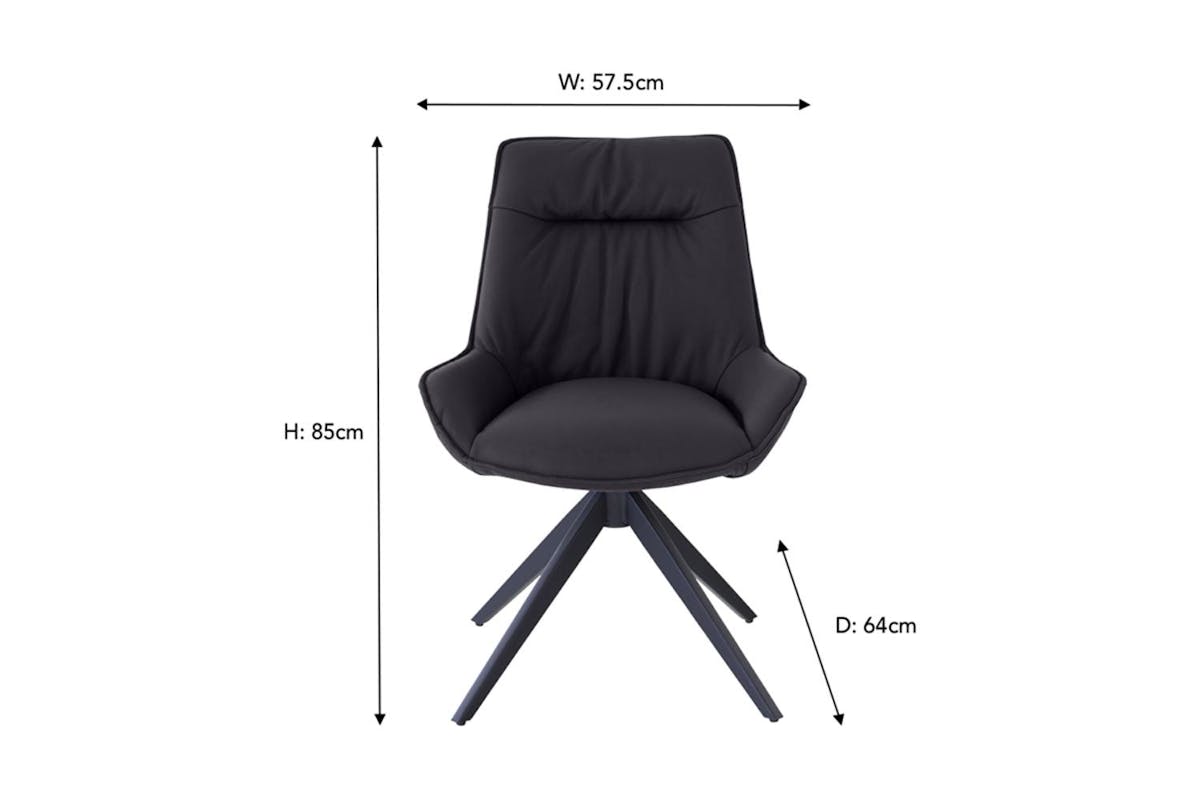 Kayleigh Dining Chair | Swivel | Leather | Black-3