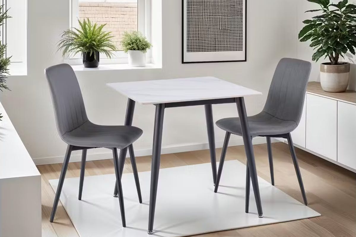 Dining Chairs| Leather | Grey | Set of 6-5