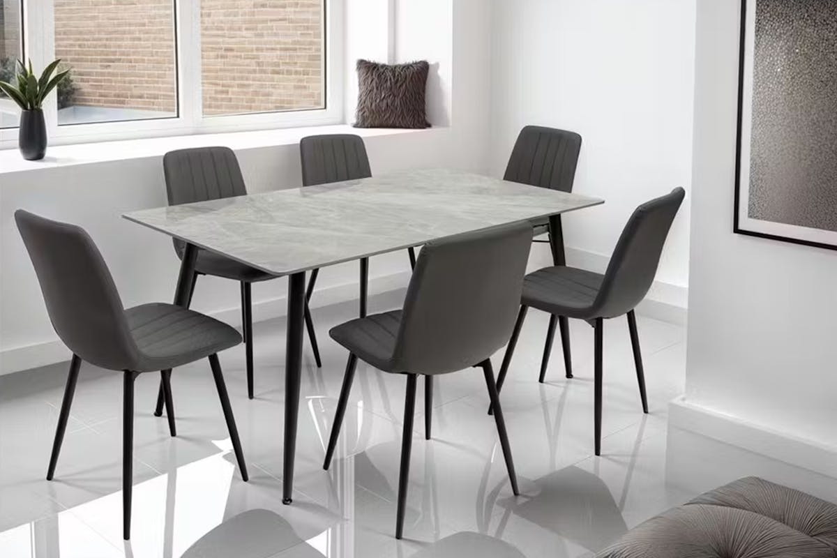 Dining Chairs| Leather | Grey | Set of 6-2