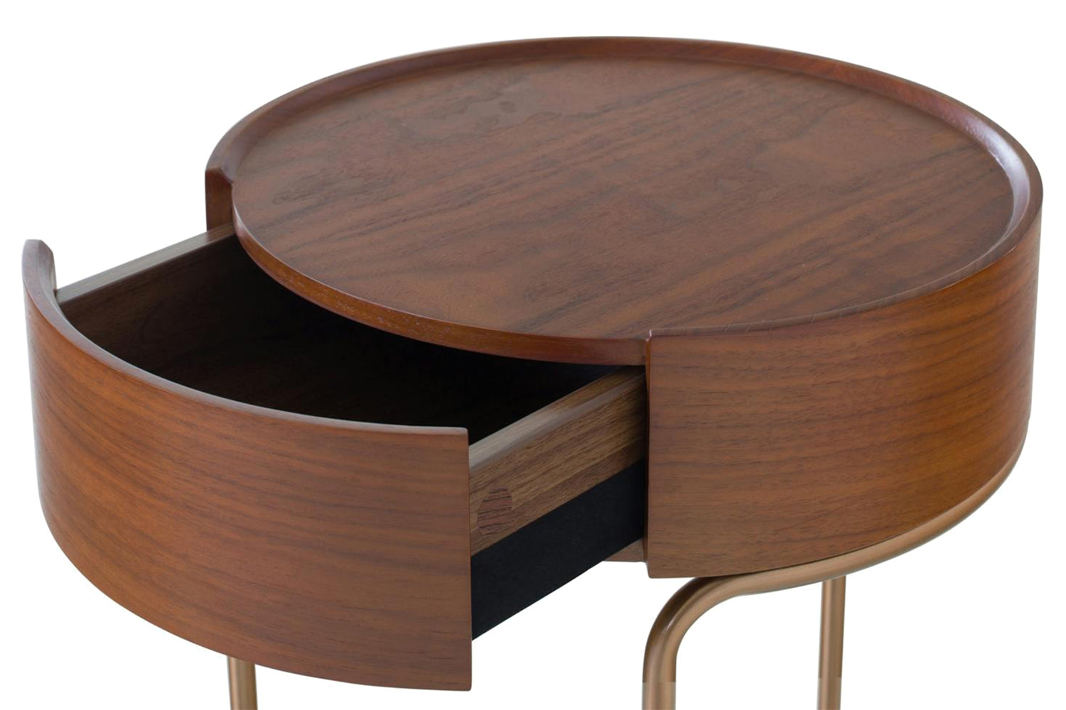 Rose Round Bedside Table | 1 Drawer | Brown-5